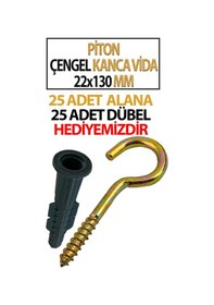 Resim Piton Çengel Kanca Vida 22x130 Mm 25 Adet 25 Adet Dübel Hediyemizdir Diğer 