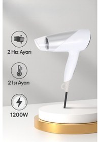 Resim Myblack 1200w Güçlü Ve Katlanabilir Uzun Süre Kullanılabilir Seyahat Tipi Saç Kurutma Makinesi 