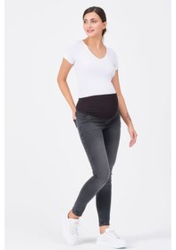 Resim Busa Hamile Skinny Dar Paça Büyük Beden Kot Pantolon Antrasit-antrasit 