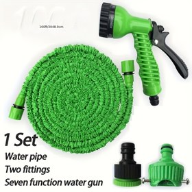 Resim Genişletilebilir Bahçe Hortumu 7 Fonksiyonlu Püskürtücü ile - 100/75/50/25ft, Yüksek Basınçlı Sulama, Çok Yönlü Plastik Sulama Ekipmanı, 3/4" Standart Bağlayıcılar, Araba Yıkama ve Dış Mekan Kullanımı için İdeal 