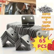 Resim 65 adet 13 adet Açı Astarları + 52 adet Vidası, Paslanmaz Çelik L-Şekilli Astarlar, Bağlantı Astarları, Mobilya, Masa, Sandalye ve Dolaplar için Güçlendirme Donanım Aksesuarları - Metal Açı Demir Bağlayıcıları 