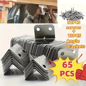 Resim 65 adet 13 adet Açı Astarları + 52 adet Vidası, Paslanmaz Çelik L-Şekilli Astarlar, Bağlantı Astarları, Mobilya, Masa, Sandalye ve Dolaplar için Güçlendirme Donanım Aksesuarları - Metal Açı Demir Bağlayıcıları 
