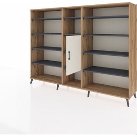 Resim Hyperion Dolap 12 Raflı Tek Kapaklı 220x44x163 Çam-aytaşı/antras Çam-aytaşı/antrasit 