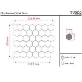Resim TUQCO Doğal Taş 2’’ Altıgen Myra Honlu Mermer Mozaik 