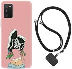 Resim kilifland Samsung Galaxy A03s ile Uyumlu Kılıf Desenli Silikon Boyun Askılı Dog And Girl 1359 