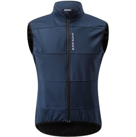 Resim Erkek Bisiklet Yeleği Rüzgar Geçirmez Termal Polar Kolsuz Bisiklet Ceketi Açık Hava Sporları Koşu Yürüyüş Yürüyüş Koyu Mavi 