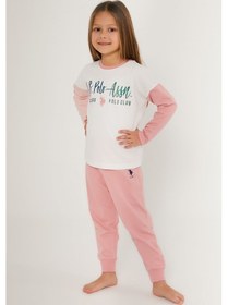 Resim U.s. Polo Assn Girl Beyaz Pembe Kız Çocuk Uzun Kol Pijama Takım Krem 