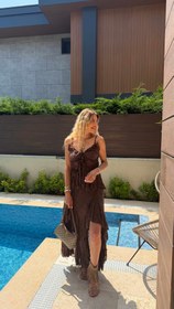 Resim Angelica Fırfır Detaylı İkili Takım Acı Kahve - M 