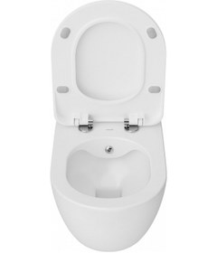 Resim Creavit Free Rim-off Duroplast Yavaş Kapanan Klozet Kapaklı İnci Mat Beyaz Set Beyaz 