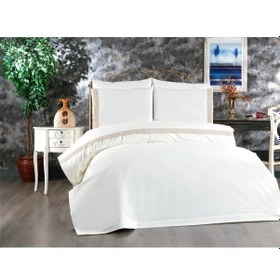 Resim Tomira Dantelli 6 Parça Çift Kişilik Nevresim Takımı Krem Bej 