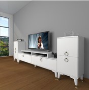 Resim Decoraktiv Ekoflex On2 Mdf Gold Tv Ünitesi Tv Sehpası - Parlak Beyaz 