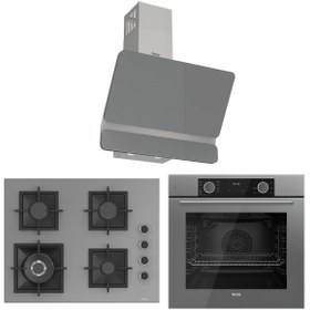 Resim Ferre Fryart Sc serisi Wok'lu Gri 3'lü Ankastre Set ( xe63cpr-sc408-d082 ) 