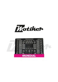 Resim Pleksi Plakalık Pembe Üstüne Beyaz Mondial Yazılı Tasarımlı Motosiklet Plakalık Modeli 