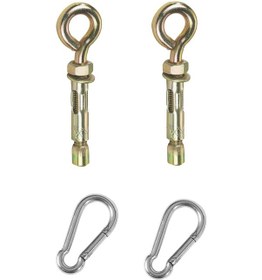 Resim Bundera 2 Adet Çelik Dübel +Karabina Salıncak.Hamak. Boks Torbası 