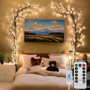 Resim 1 Adet 96 LED Bükülebilir Söğüt Ağacı Işıkları, Beyaz Huş Ağaç Işığı, 8 Modlu Hasır Dekoratif Aydınlatma, Ev Oturma Odası İçin Gece Lambası, Parti ve Festival Süsleme, Doğum Günü Noel Cadılar Bayramı Şükran Günü için Mükemmel Hediye, 72 LED 