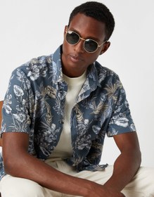 Resim Çiçek Desenli Kısa Kollu Gömlek 