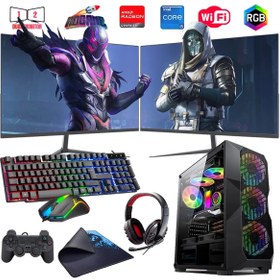 Resim I5 14400F 16GB DDR4 480SSD 8GB RX580 Çift 24\ Mon. Oyun Bilgisayarı (Gaming SET) 