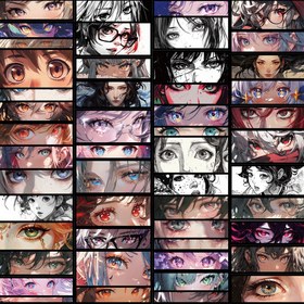 Resim 50 adet Canlı Anime Kız Göz Stickerları - Su Geçirmez Vinil, Yeniden Kullanılabilir, Laptoplar, Su Şişeleri, Telefonlar & Daha Fazlası için Düzensiz Şekiller - Kişiselleme için Renkli Karikatür Tasarımlar, Anime Kız Stickerları, Kış, Yeni Yıl için Mükemmel 