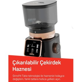 Resim Arzum OK0044 Okka Master Grind Kahve Öğütücü, 60 Öğütme Ayarlı, Dijital Ekranlı, Bakır 