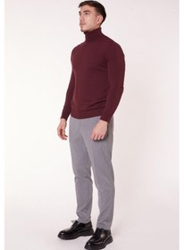 Resim Braccas Erkek Beli Yarım Lastikli Slim Fit Chino Crop Pantolon Koyu Gri Koyu Gri 