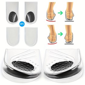 Resim 4-PC/2 Katlı Ayak Tabanı Pedleri Ayakkabı İçin, Ayarlanabilir Medial ve Lateral Silikon Ayakkabı İçleri, Tekrar Kullanılabilir ve Yıkanabilir Yükseklik Arttırma Tabanlıkları Erkekler ve Kadınlar İçin 