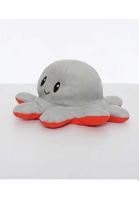 Resim Mod Değiştiren Ahtapot Duygulu İki Yüzlü Peluş Oyuncak 20 Cm Hediyelik Uyku Arkadaşı Kırmızı 