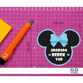 Resim CND works Arabada Bebek Var - Araba Cam Etiket Sticker 16 x 19 cm 