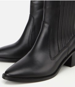 Resim Hotiç Kadın Deri Siyah Lastik Detaylı Fermuarlı Kovboy Düz Bot 01boh313120a100 01boh313120a100 Siyah 