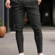 Resim Erkekler için Dar Kesim İş Gündelik Pantolon, Esnek Bel ve Yan Cebi ile - Katı Kahverengi, Normal Uzunluk, Ofis ve Gündelik Kıyafet için Tüm Mevsim Konforu, Rahat Moda, Dayanıklı Kumaş 