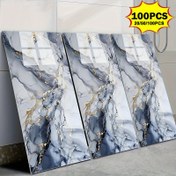 Resim 20/50/100 Adet Kendinden Yapışkanlı Lüks Altın Mermer Duvar Çıkartmaları, Bohem Tarzı Çıkarılabilir Köpük Mermer Karolar, Banyo, Mutfak ve Oturma Odası Dekoratif Asma Karolar 