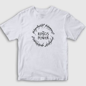 Resim Unisex Çocuk Beyaz V2 Yüzüklerin Efendisi Güç Yüzükleri Rings Of Power T-Shirt 