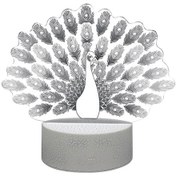 Resim Led 3d Renkli Dinamik Gece Lambası - Dokunmatik + Uzaktan Kumandalı, Abs Çatlak Desenli, Usb/ Pil Beslemeli, Yatak Odası Dekoratif Hediye Aleti Lc-492 Beyaz Beyaz 