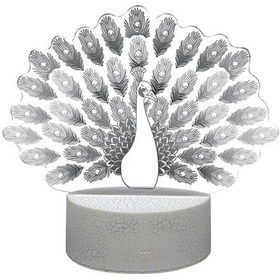 Resim Led 3d Renkli Dinamik Gece Lambası - Dokunmatik + Uzaktan Kumandalı, Abs Çatlak Desenli, Usb/ Pil Beslemeli, Yatak Odası Dekoratif Hediye Aleti Lc-492 Beyaz Beyaz 
