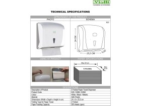 Resim Şeker Portakalım Vialli K20M Banyo Mutfak Lavabo Pratik Z Katlı Kağıt Havlu Dispenseri Kapasite 200 Kağıt Gri 