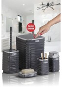Resim Okyanus Home Luna Antrasit Kromlu Kare 5'li Banyo Seti Antrasit 