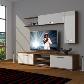 Resim Eko 5l Slm DVD Tv Ünitesi Tv Sehpası Ceviz Beyaz 