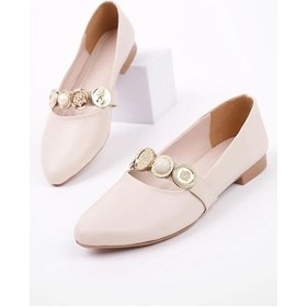 Resim Kindep İnci Pul Detaylı Günlük Kadın Babet Beyaz Beyaz 