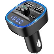 Resim Araç Bluetooth Fm Transmetteri: Müzik Akışı Bluetooth/sd/usb , Çift Usb Şarj, Ellerden Öte Arama, Mavi Ortam Işığı Ve Led Ekran 
