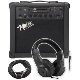 Resim Hepta Collection MGA-25BK-PAK Elektro Gitar Amfisi 25 Watt USB Bluetooth ve Şarjlı (Amfi Mikrofon Stand Kulaklık Jack 