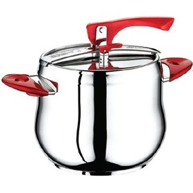 Resim Safinox Flavia Klasik Düdüklü Tencere Renkli Kulp-12 L Kırmızı 