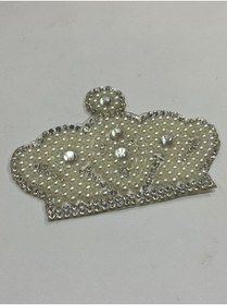 Resim karantuhafiye Taç arma / İnci boncuklu arma / ütü ile yapışan / ütü transferli yapıştırmalı taç arma 