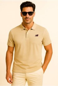 Resim New Balance Bej Classic Basic Logo Polo Yaka Pike Tişört MNT3415-MOP 