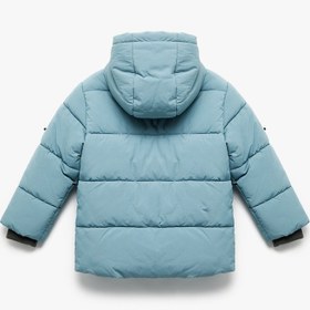 Resim Erkek Bebek Uzun Kollu Cepli İçi Suni Kürklü Kapşonlu Şişme Mont 