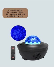 Resim Cosmotex Sesle Etkileşimli Yıldız Projektörlü Gece Lambası Bluetooth Hoparlörlü, Usb Girişli, Döne Gökyüzü 