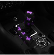 Resim 2-piece Kumaş Flaş Blingbling Araba El Freni Seti Kolu Seti Manuel Dişli Gene Mor Mor 