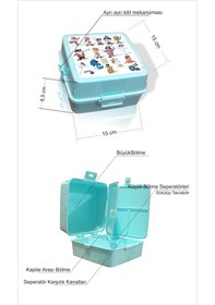 Resim 2 Adet Büyük 15x15 Cm Çok Gözlü Okul Çocuk Beslenme Kutusu 