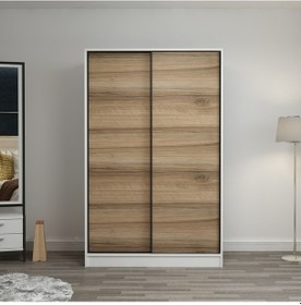Resim Minarmobilya Minar Kale 2 Kapaklı Sürgülü Dolap 120 Cm - Beyaz/Dore 
