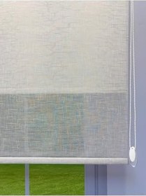 Resim Çift Mekanizmalı Açık Gri Çizgili Desenli Tül ve Beyaz Mat Stor Perde 110 x 200 Gri 77500-V5-P1000 