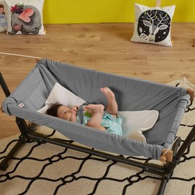 Resim Metal Standlı Ahşap Bebek Hamak - Gri 
