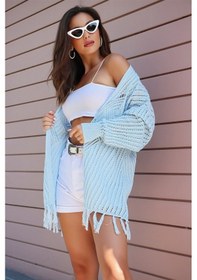 Resim Aqe Fashion Motif Detaylı Eteği Püsküllü Hırka Bebe Mavisi Bebe Mavi 